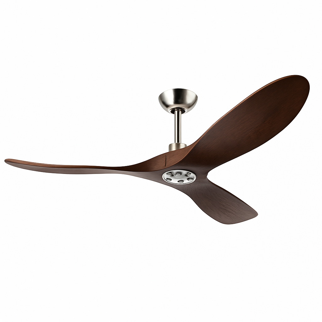 ventilateur de plafond industriel vintage en bois sans lumière