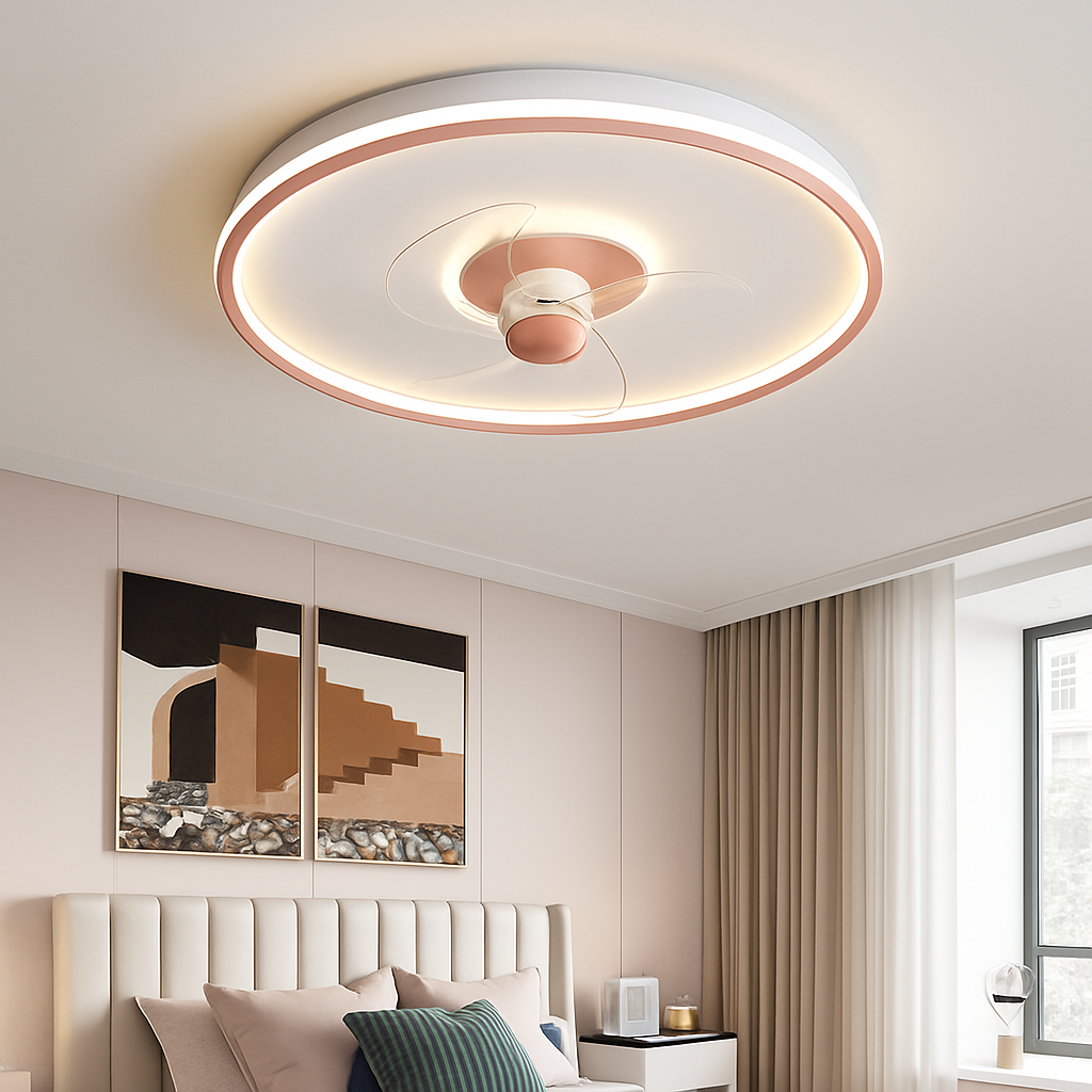 ventilateur de plafond intelligent avec télécommande et éclairage LED - vue 5 sur 11