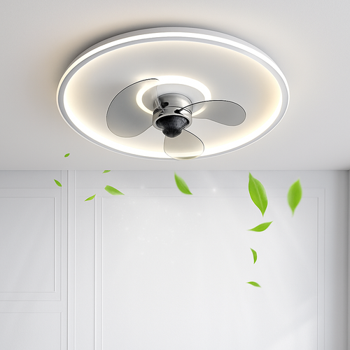 ventilateur de plafond intelligent avec télécommande et éclairage LED - vue 7 sur 11