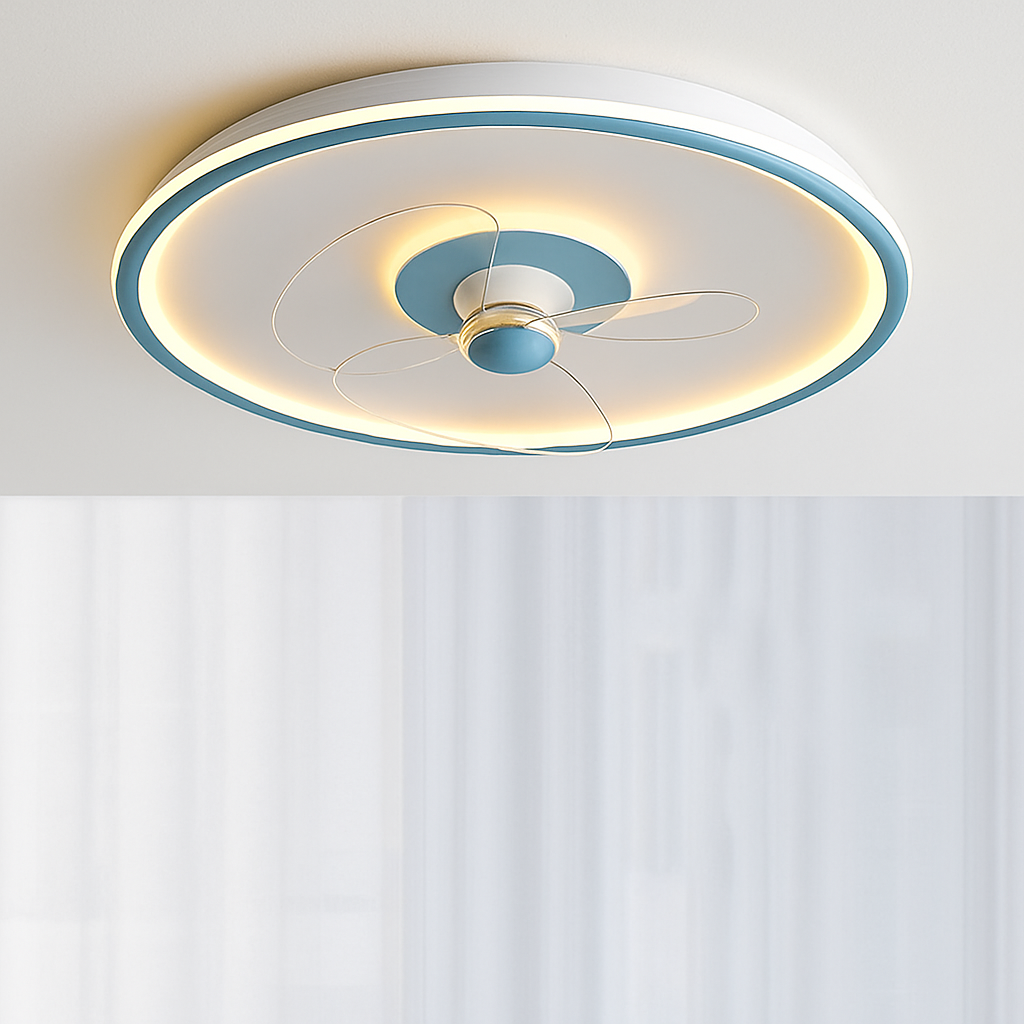 ventilateur de plafond intelligent avec télécommande et éclairage LED - vue 9 sur 11