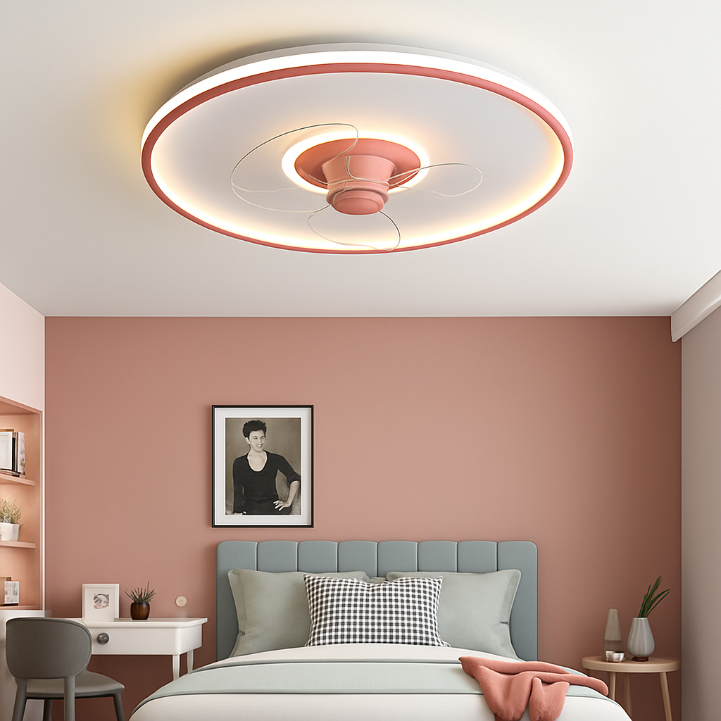 ventilateur de plafond intelligent avec télécommande et éclairage LED - vue 10 sur 11