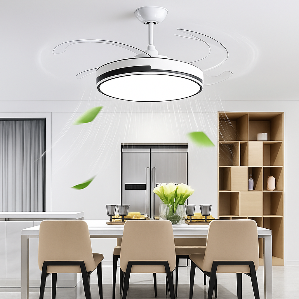 ventilateur de plafond invisible avec lumière lustre suspension ménage