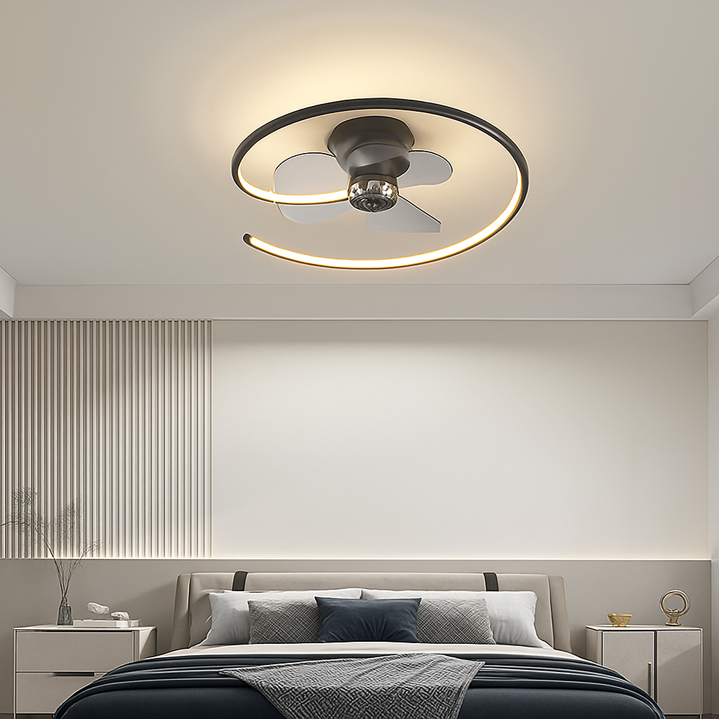 ventilateur de plafond led artpad avec lumière et télécommande - vue 3 sur 15