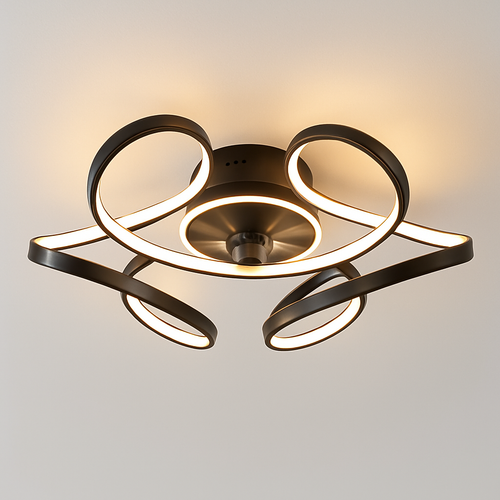 ventilateur de plafond led artpad avec lumière et télécommande - vue 2 sur 15