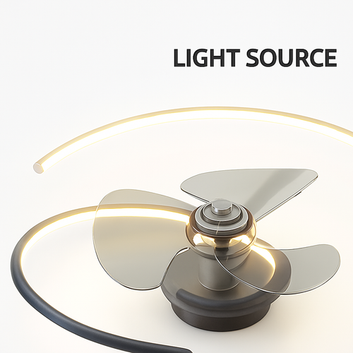 ventilateur de plafond led artpad avec lumière et télécommande - vue 7 sur 15