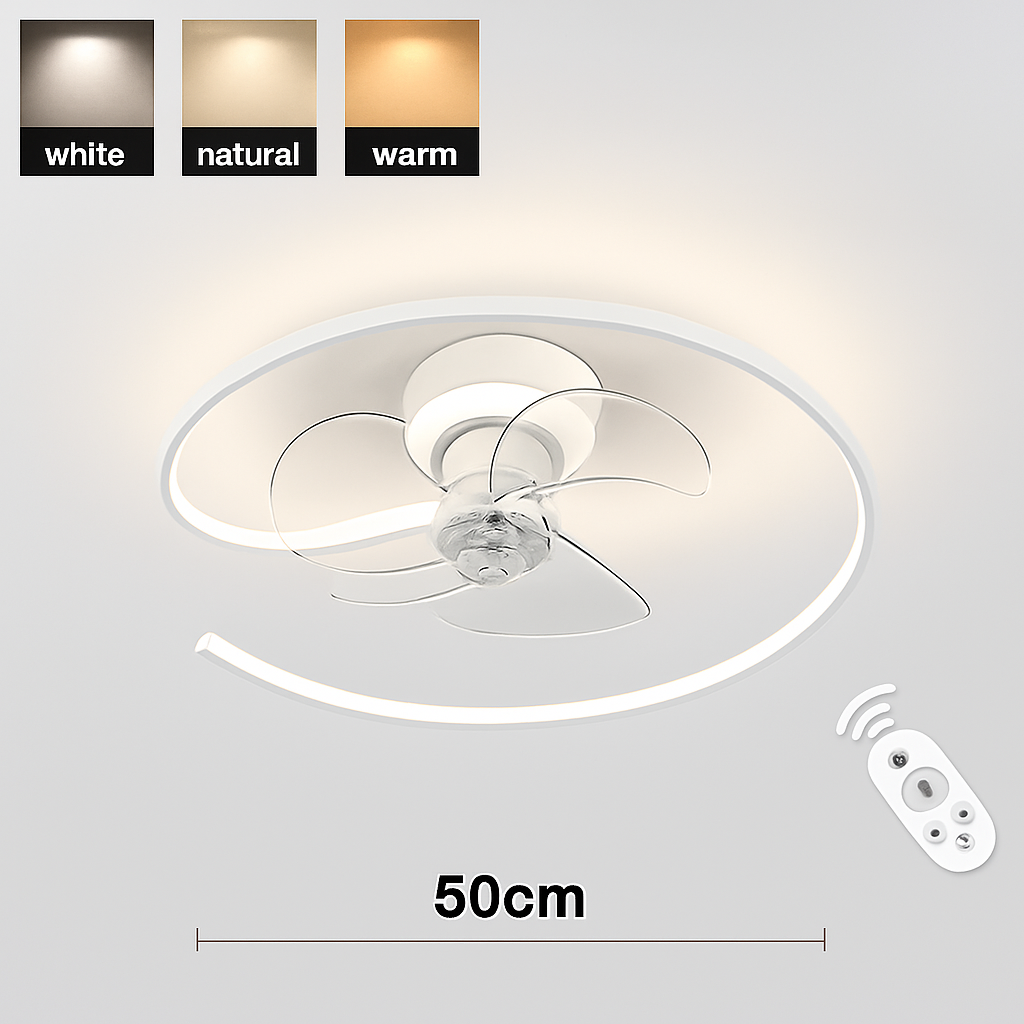 ventilateur de plafond led artpad avec lumière et télécommande - vue 10 sur 15