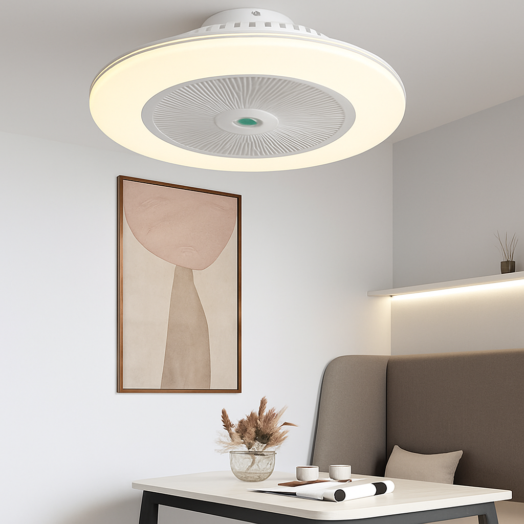 ventilateur de plafond led invisible avec télécommande moderne - vue 3 sur 8