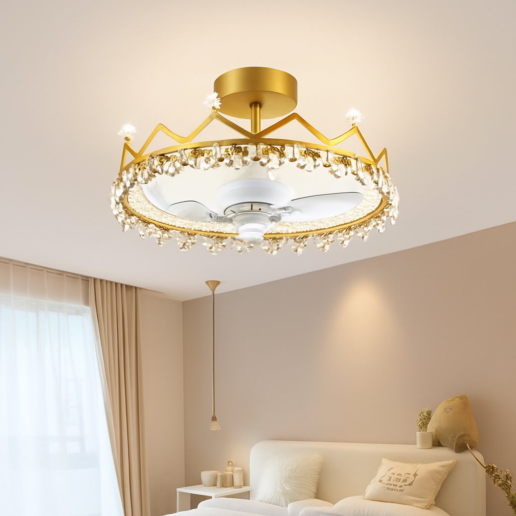 ventilateur de plafond led moderne avec télécommande et éclairage décoratif - vue 3 sur 9