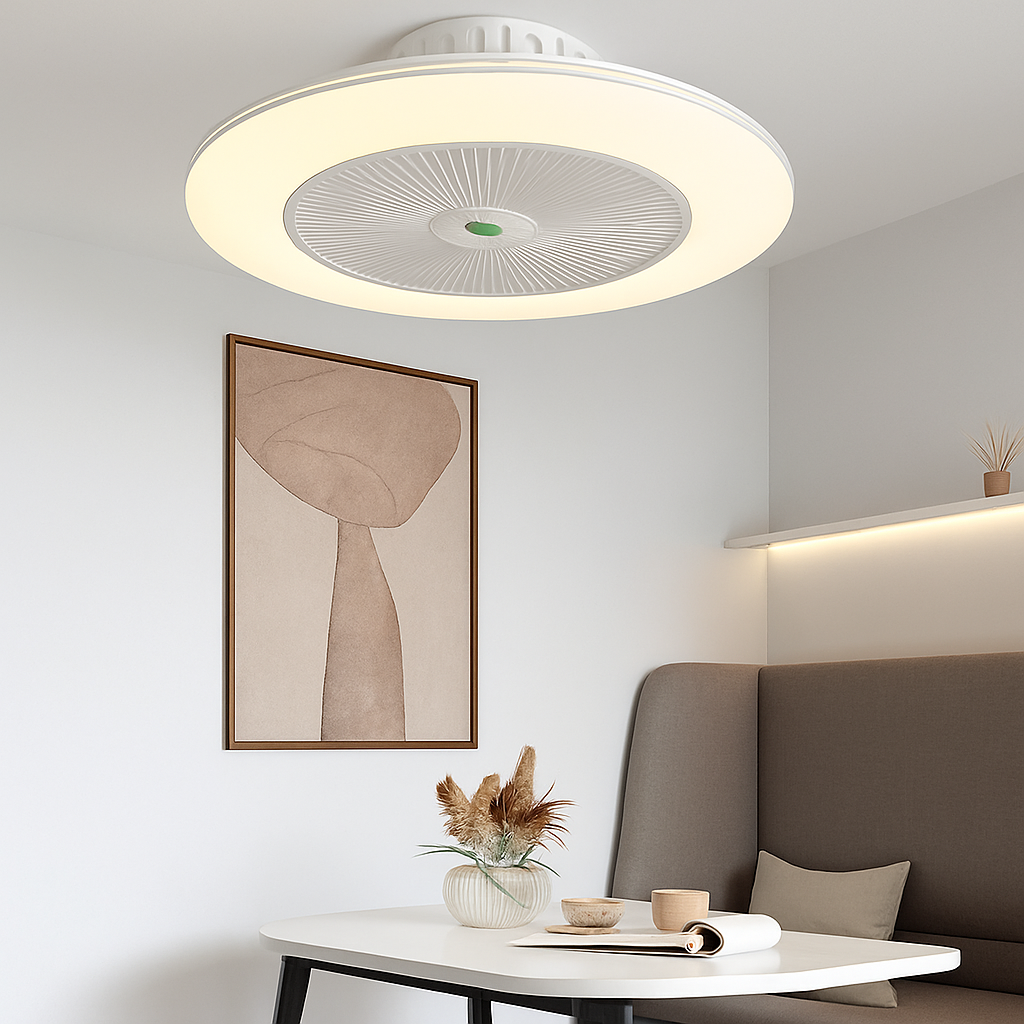 ventilateur de plafond led moderne avec télécommande et lustre - vue 3 sur 8