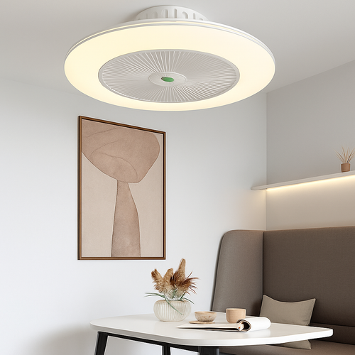 ventilateur de plafond led moderne avec télécommande et lustre - vue 3 sur 8