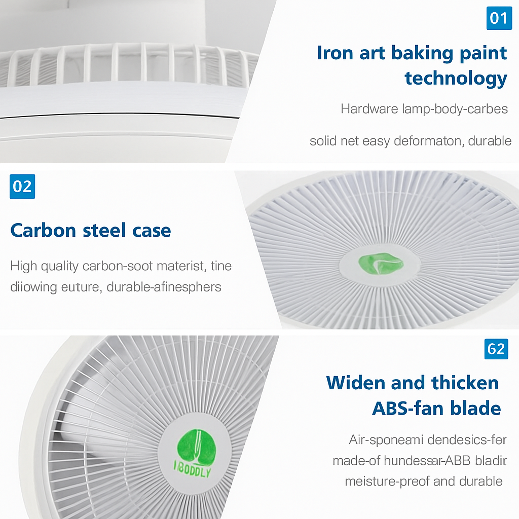 ventilateur de plafond led moderne avec télécommande et lustre - vue 8 sur 8