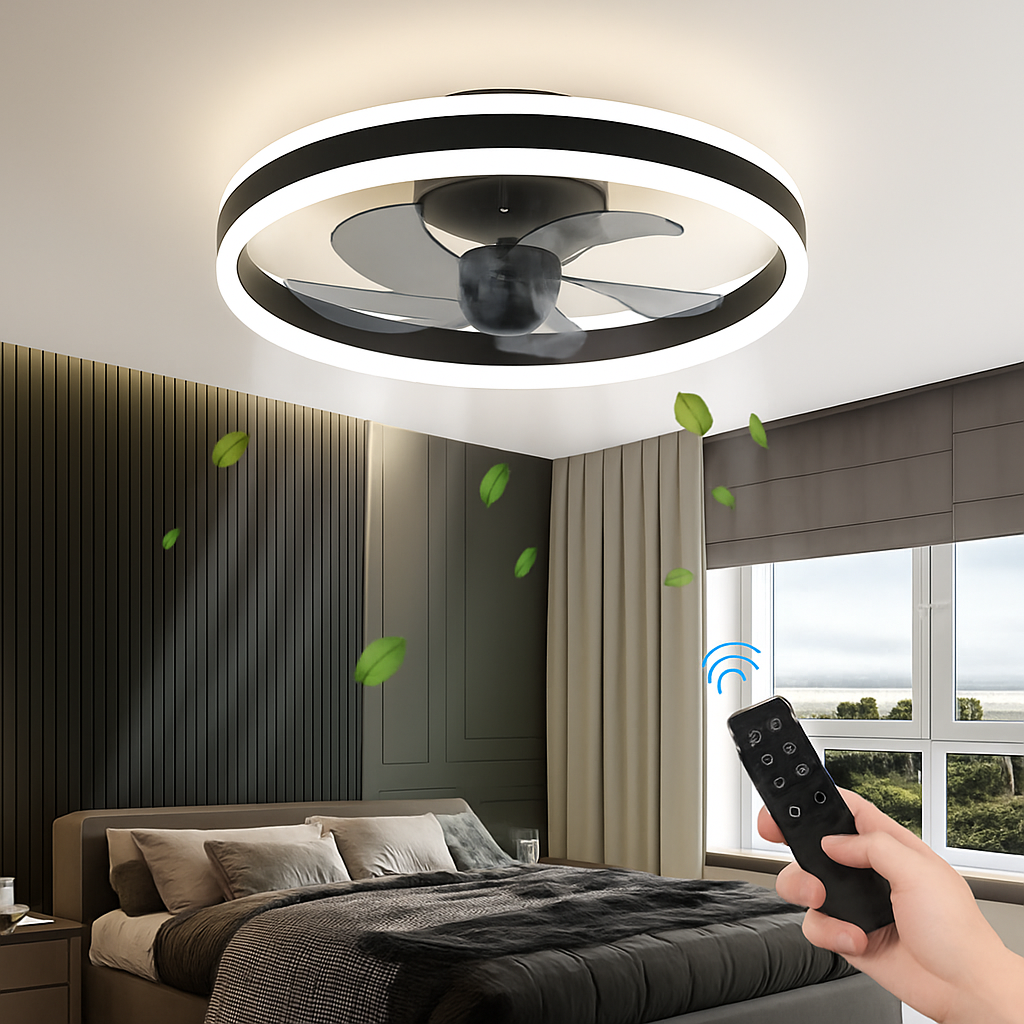 ventilateur de plafond led moderne télécommandé à 6 vitesses - vue 3 sur 4