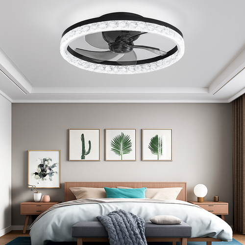 ventilateur de plafond lumineux silencieux avec télécommande décoratif - vue 4 sur 10