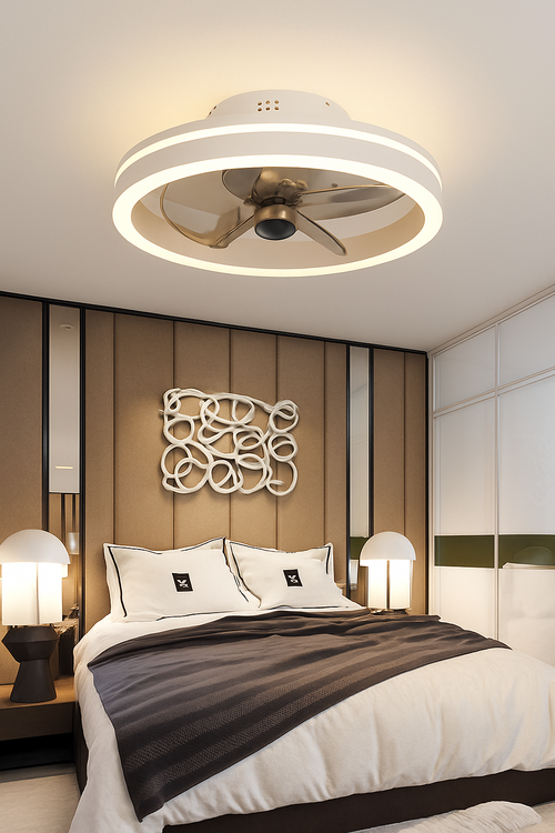 ventilateur de plafond minimaliste avec lumière cristal led télécommande - vue 2 sur 16
