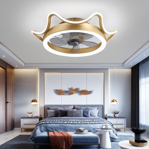 ventilateur de plafond minimaliste avec lumière cristal led télécommande - vue 7 sur 16