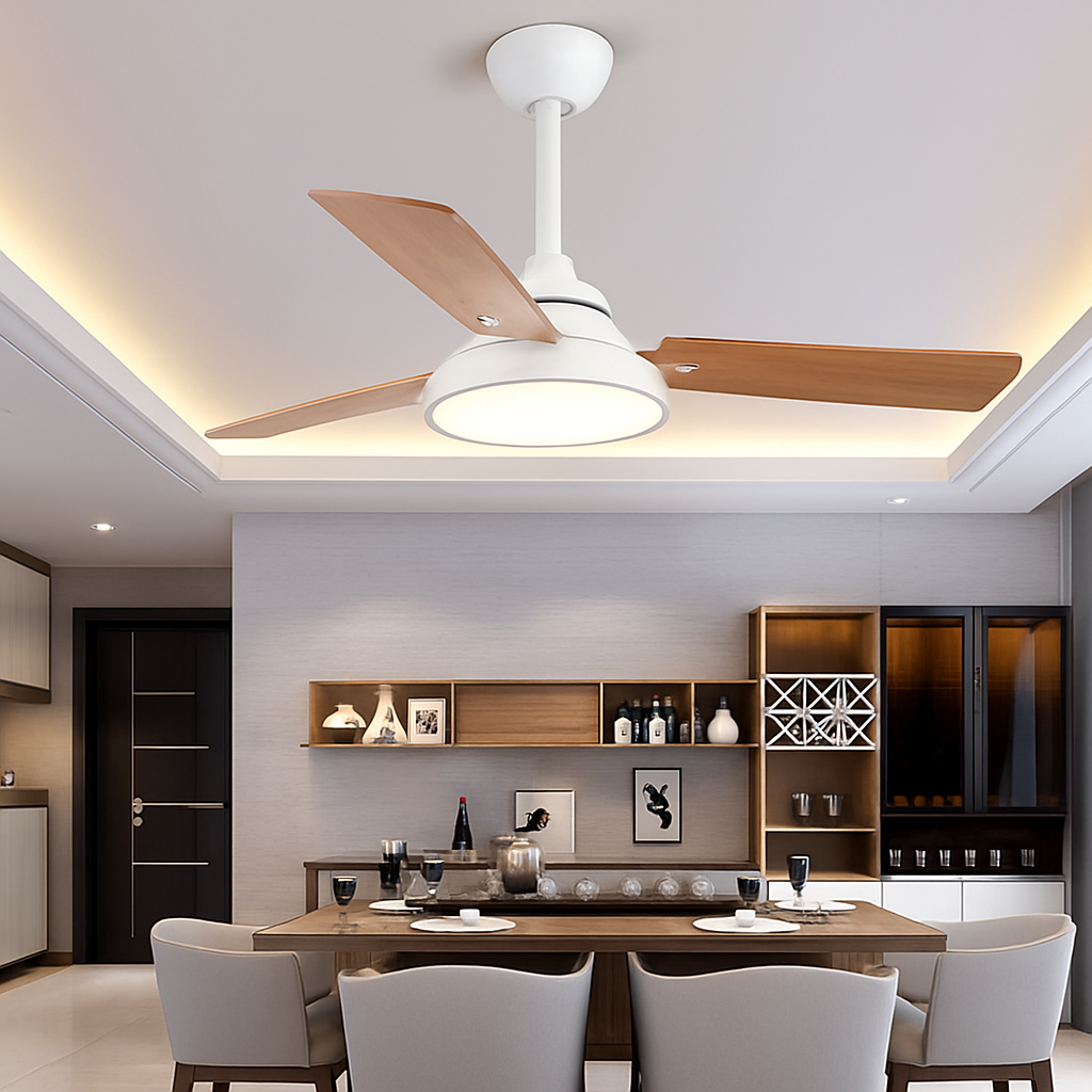 ventilateur de plafond moderne avec lumière et télécommande