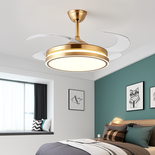 ventilateur de plafond moderne avec lumière et télécommande - vue 3 sur 4
