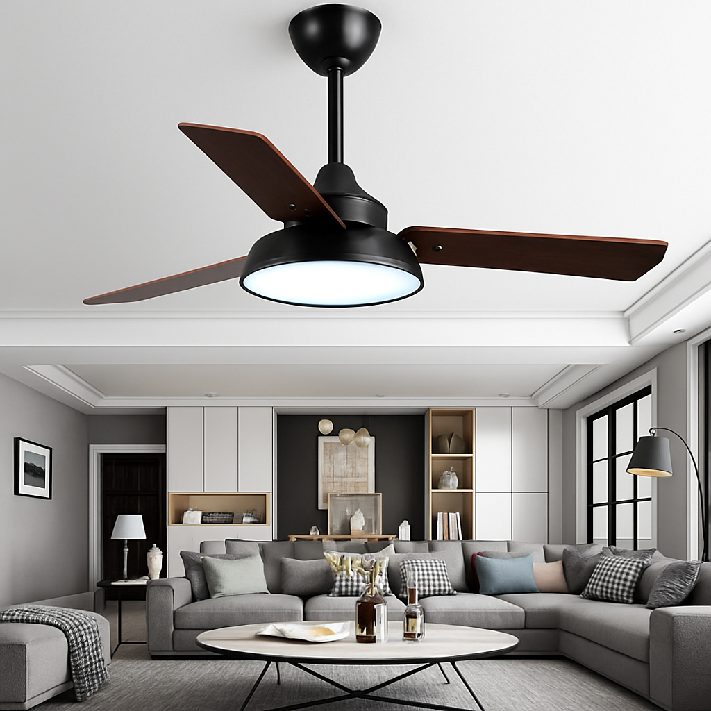 ventilateur de plafond moderne avec lumière et télécommande - vue 4 sur 6