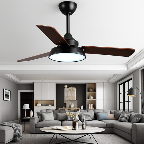 ventilateur de plafond moderne avec lumière et télécommande - vue 5 sur 6