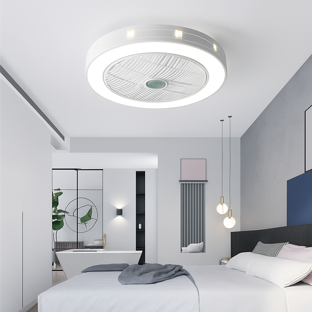 ventilateur de plafond moderne avec lumière led et télécommande