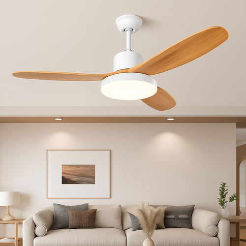 ventilateur de plafond moderne avec lumière télécommande et led modifiable - vue 4 sur 12