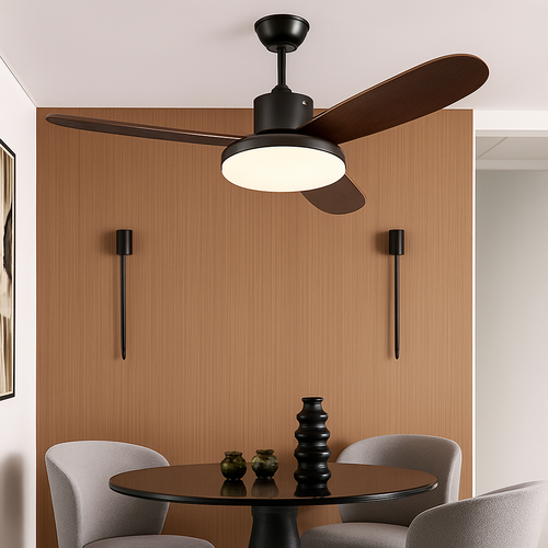 ventilateur de plafond moderne avec lumière télécommande et led modifiable - vue 5 sur 12