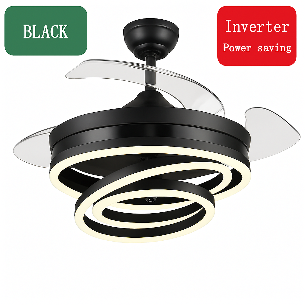 ventilateur de plafond moderne 	 avec lumières led télécommande rechargeable - vue 12 sur 15