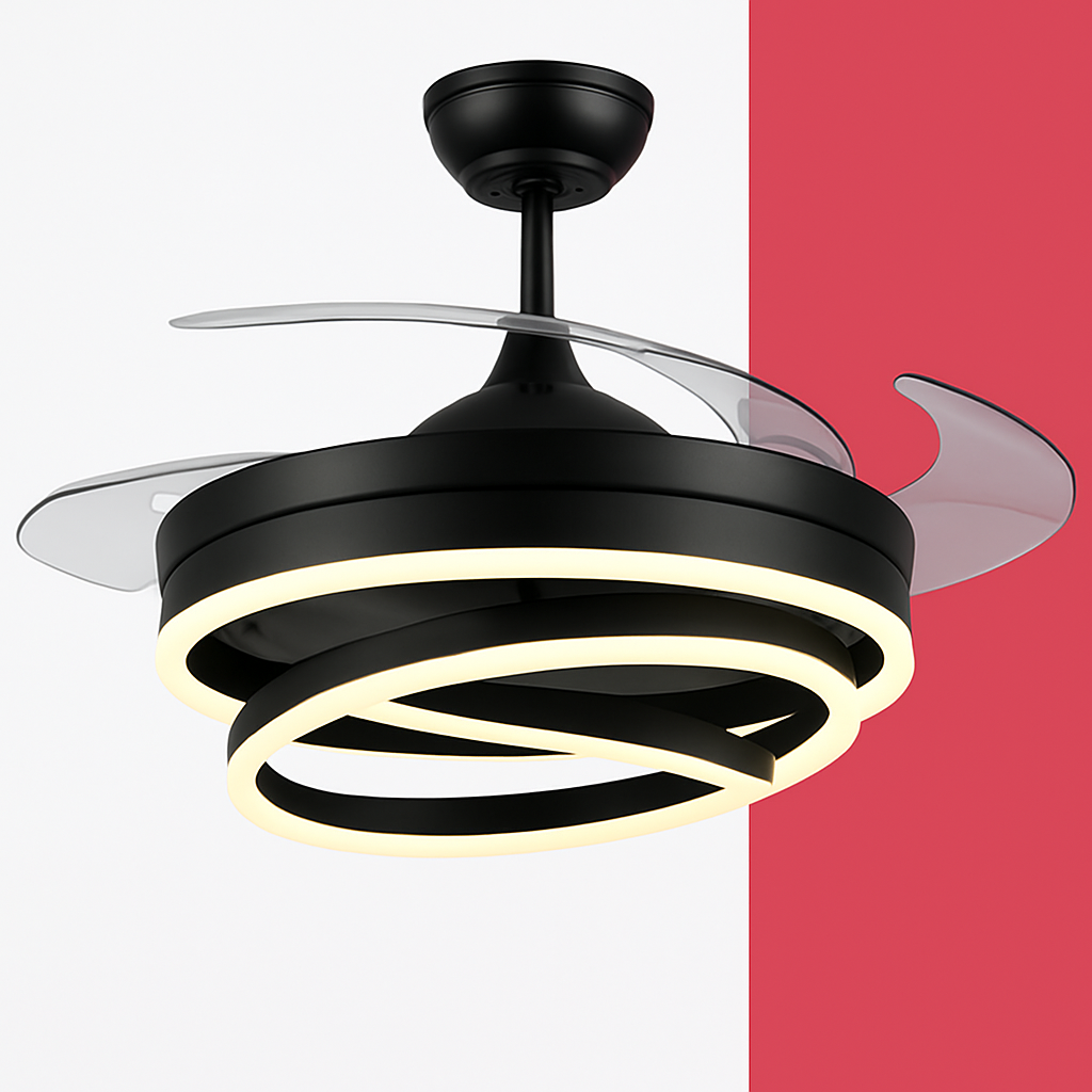 ventilateur de plafond moderne 	 avec lumières led télécommande rechargeable - vue 13 sur 15