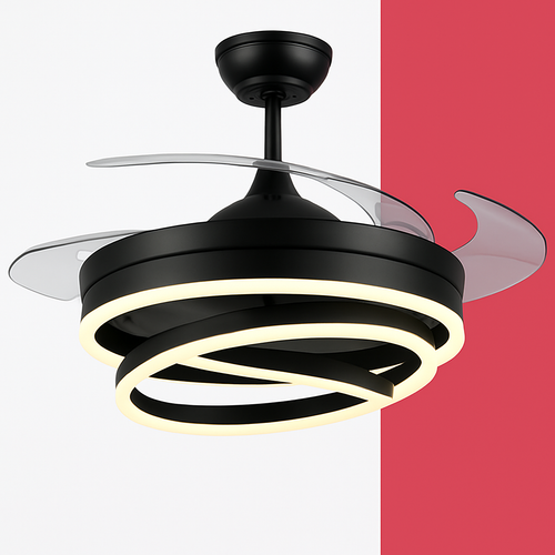 ventilateur de plafond moderne 	 avec lumières led télécommande rechargeable - vue 13 sur 15