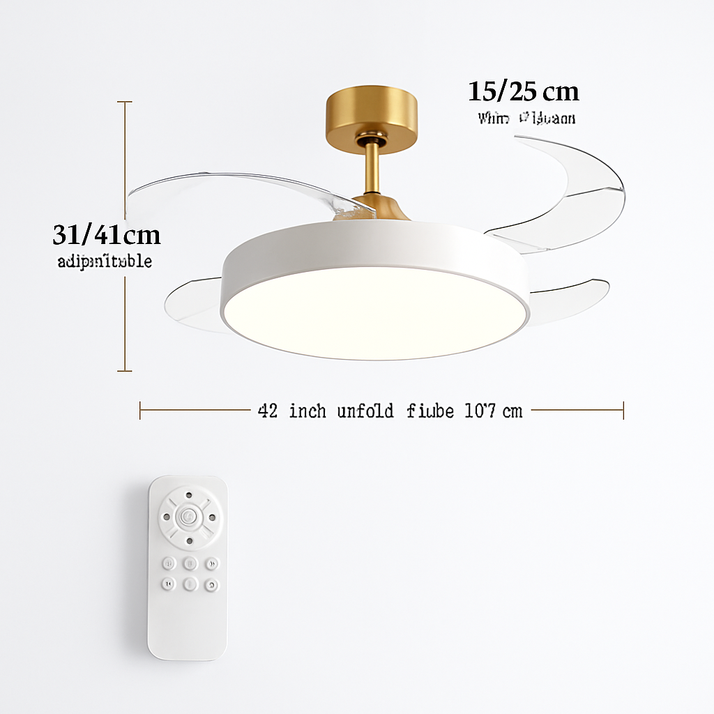 ventilateur de plafond moderne 	 avec lumières led télécommande rechargeable - vue 15 sur 15