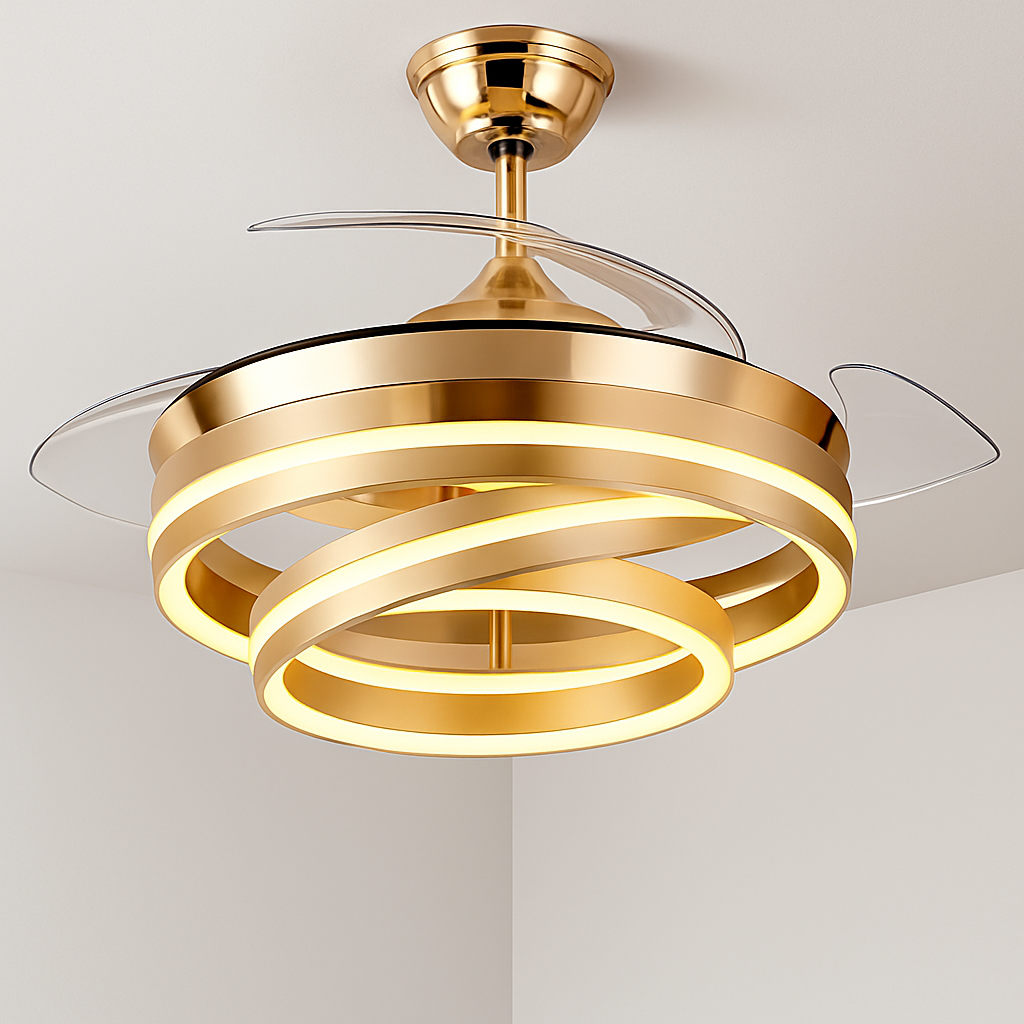 ventilateur de plafond moderne 	 avec lumières led télécommande rechargeable - vue 3 sur 15