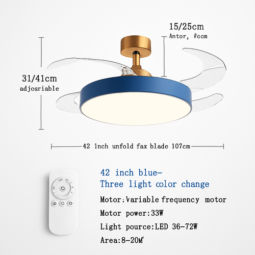 ventilateur de plafond moderne 	 avec lumières led télécommande rechargeable - vue 10 sur 15