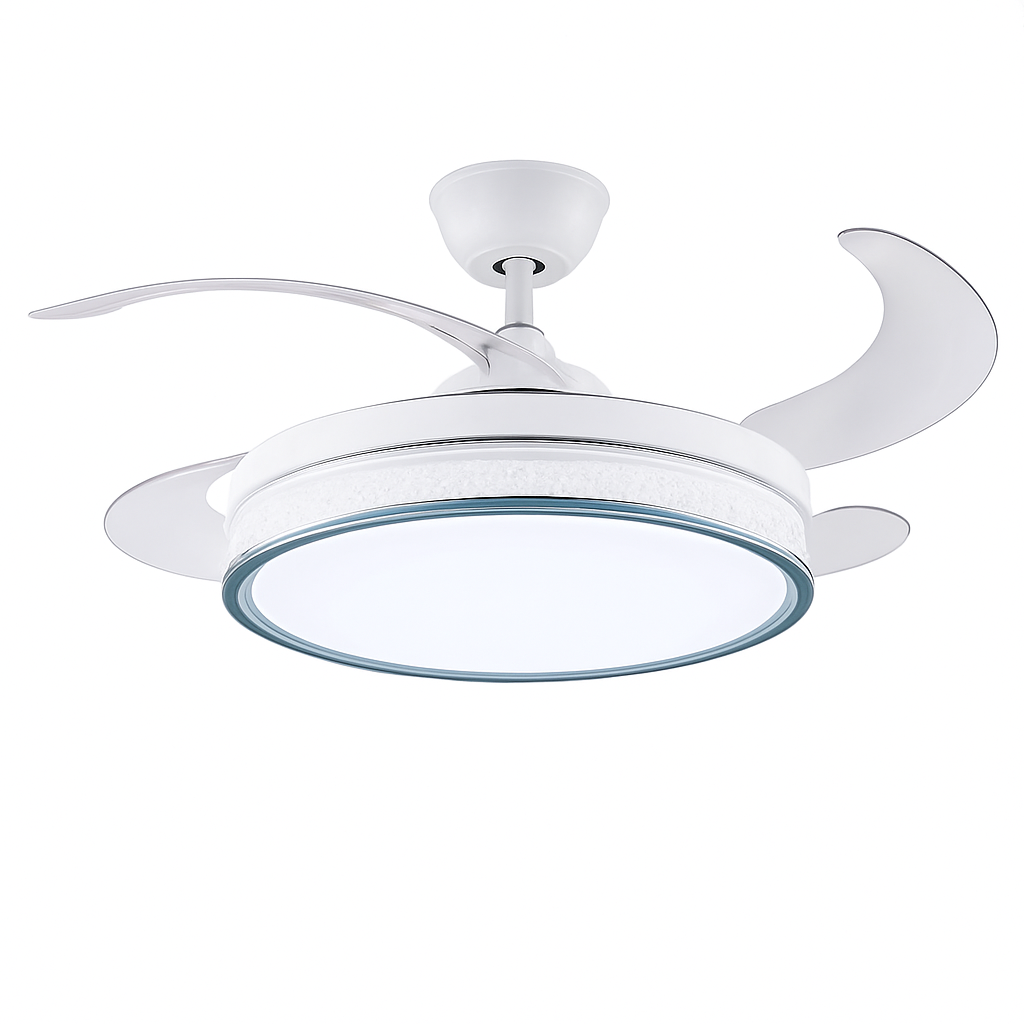 ventilateur de plafond moderne led intelligent avec 4 pales rétractables