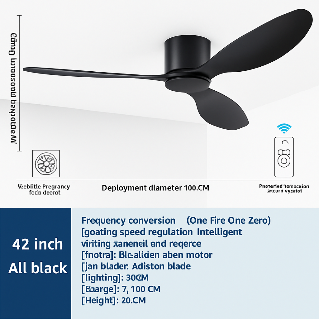 ventilateur de plafond moderne à led télécommande 6 vitesses éclairage intégré - vue 12 sur 17