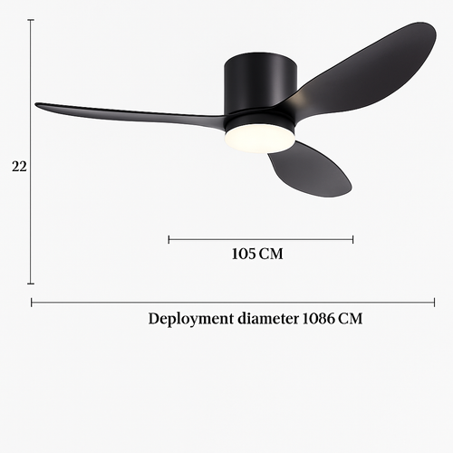 ventilateur de plafond moderne à led télécommande 6 vitesses éclairage intégré - vue 15 sur 17