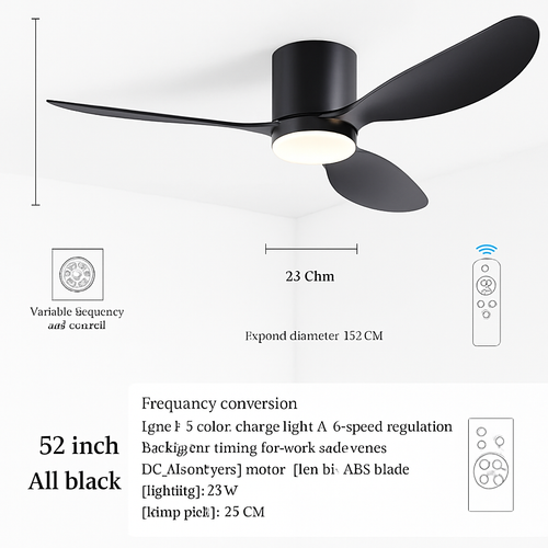 ventilateur de plafond moderne à led télécommande 6 vitesses éclairage intégré - vue 9 sur 17