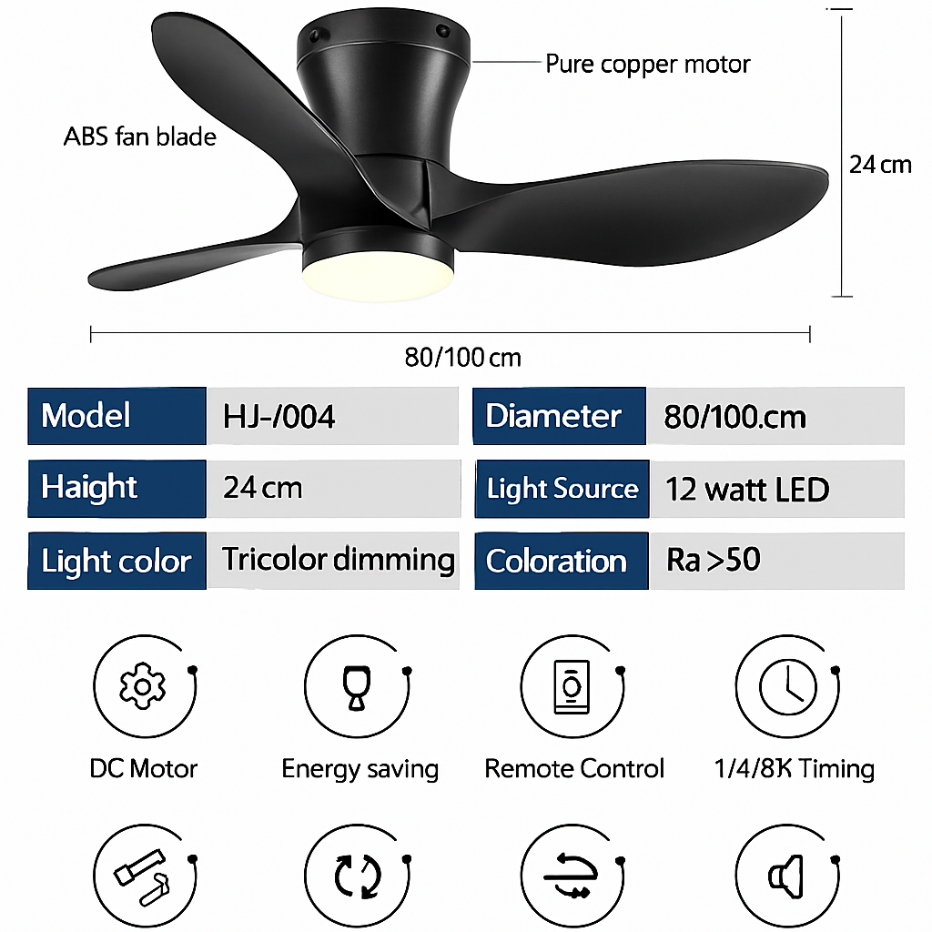 ventilateur de plafond moderne à leds avec télécommande et synchronisation - vue 10 sur 10