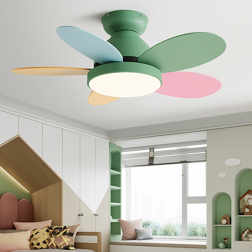 ventilateur de plafond moderne pour enfants avec lumière et contrôle - vue 3 sur 10