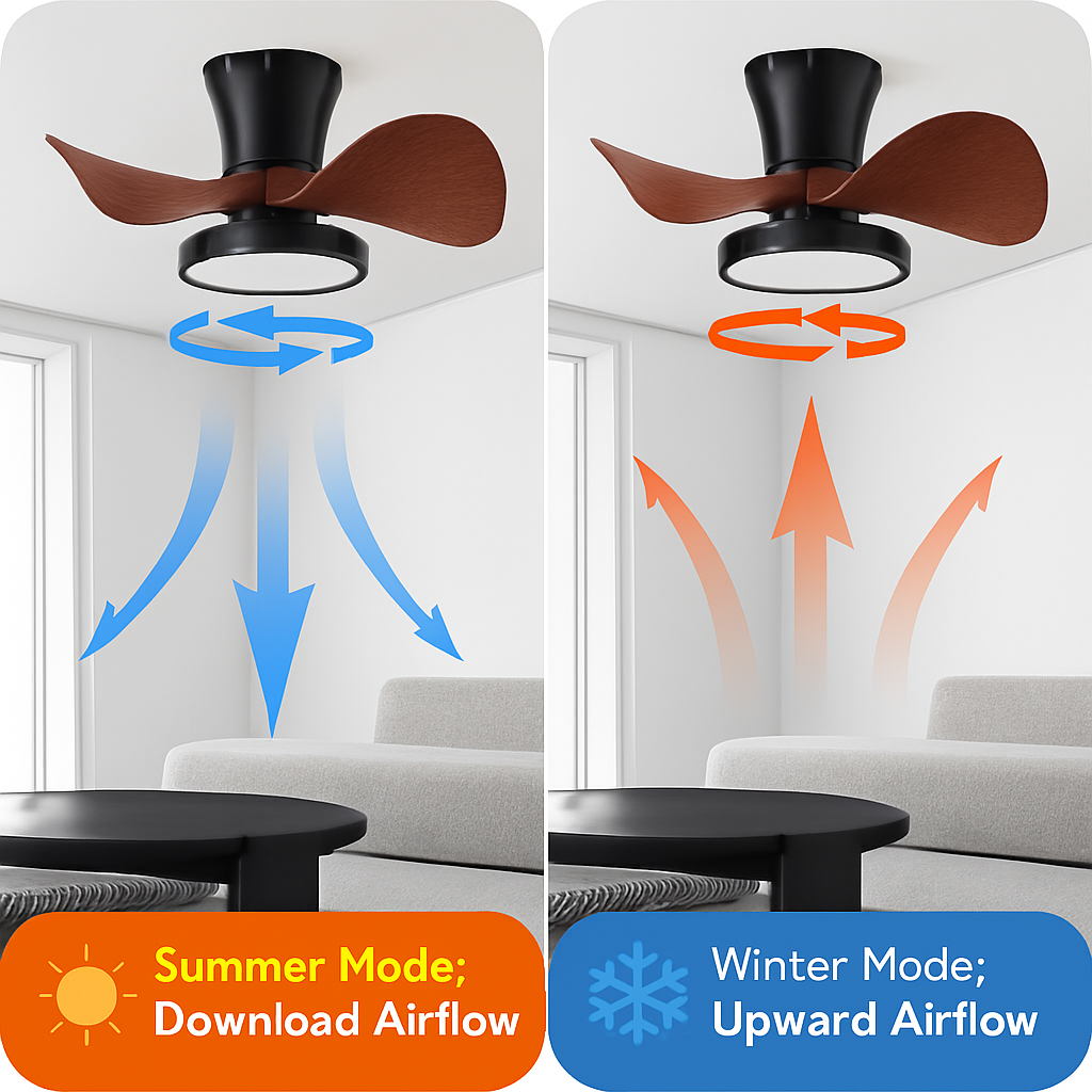 ventilateur de plafond moderne silencieux avec lumière led et télécommande - vue 5 sur 9
