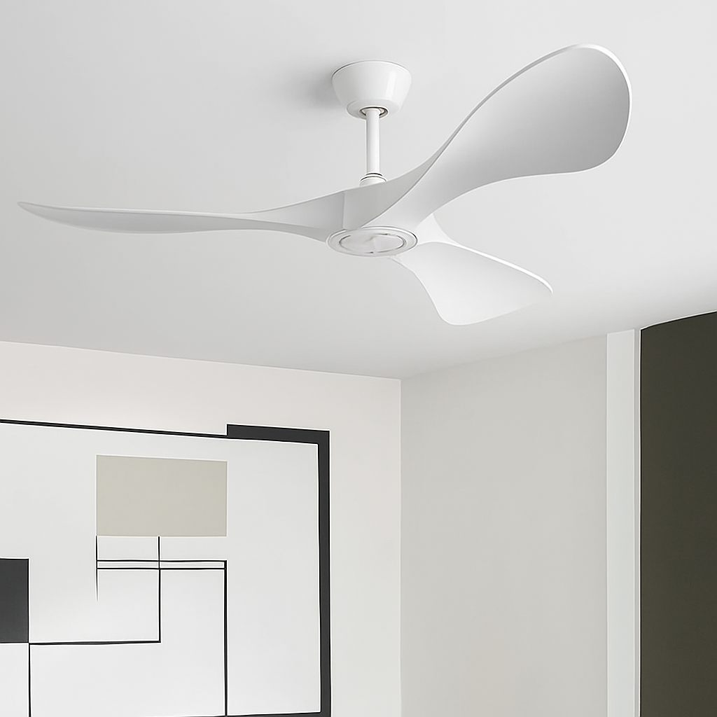 ventilateur de plafond moderne à trois pales avec lumière et télécommande - vue 3 sur 11