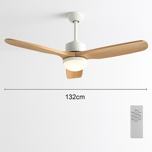 ventilateur de plafond nordique à lumière télécommandée en bois et métal - vue 13 sur 12