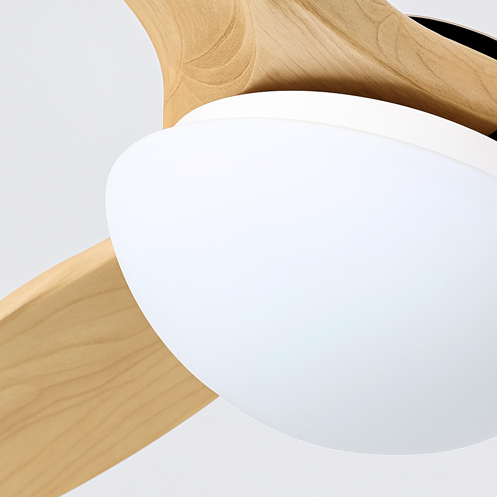 ventilateur de plafond nordique à lumière télécommandée en bois et métal - vue 6 sur 12
