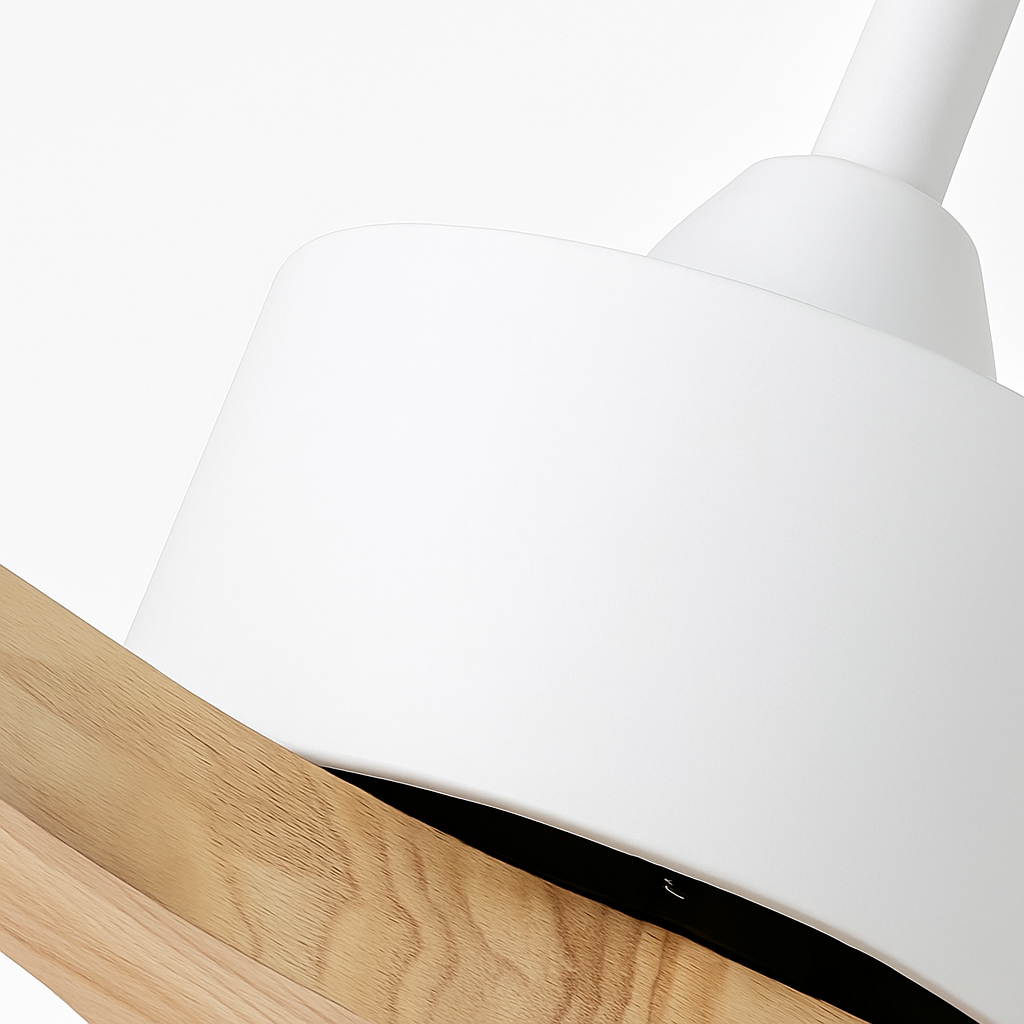 ventilateur de plafond nordique à lumière télécommandée en bois et métal - vue 7 sur 12