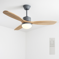 ventilateur de plafond nordique à lumière télécommandée en bois et métal