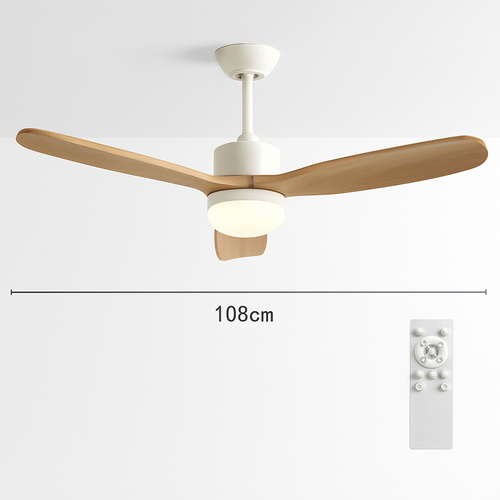 ventilateur de plafond nordique à lumière télécommandée en bois et métal - vue 11 sur 12