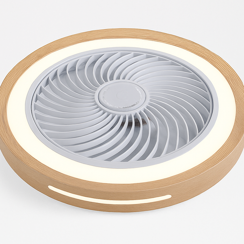 ventilateur électrique moderne en bois avec lumière led à distance - vue 7 sur 7