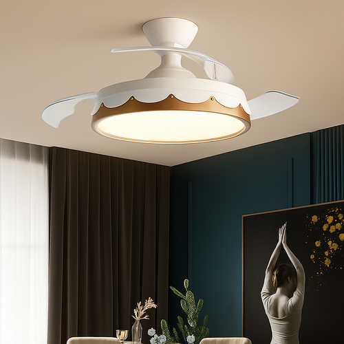 ventilateurs de plafond modernes avec éclairage télécommande design élégant - vue 4 sur 12