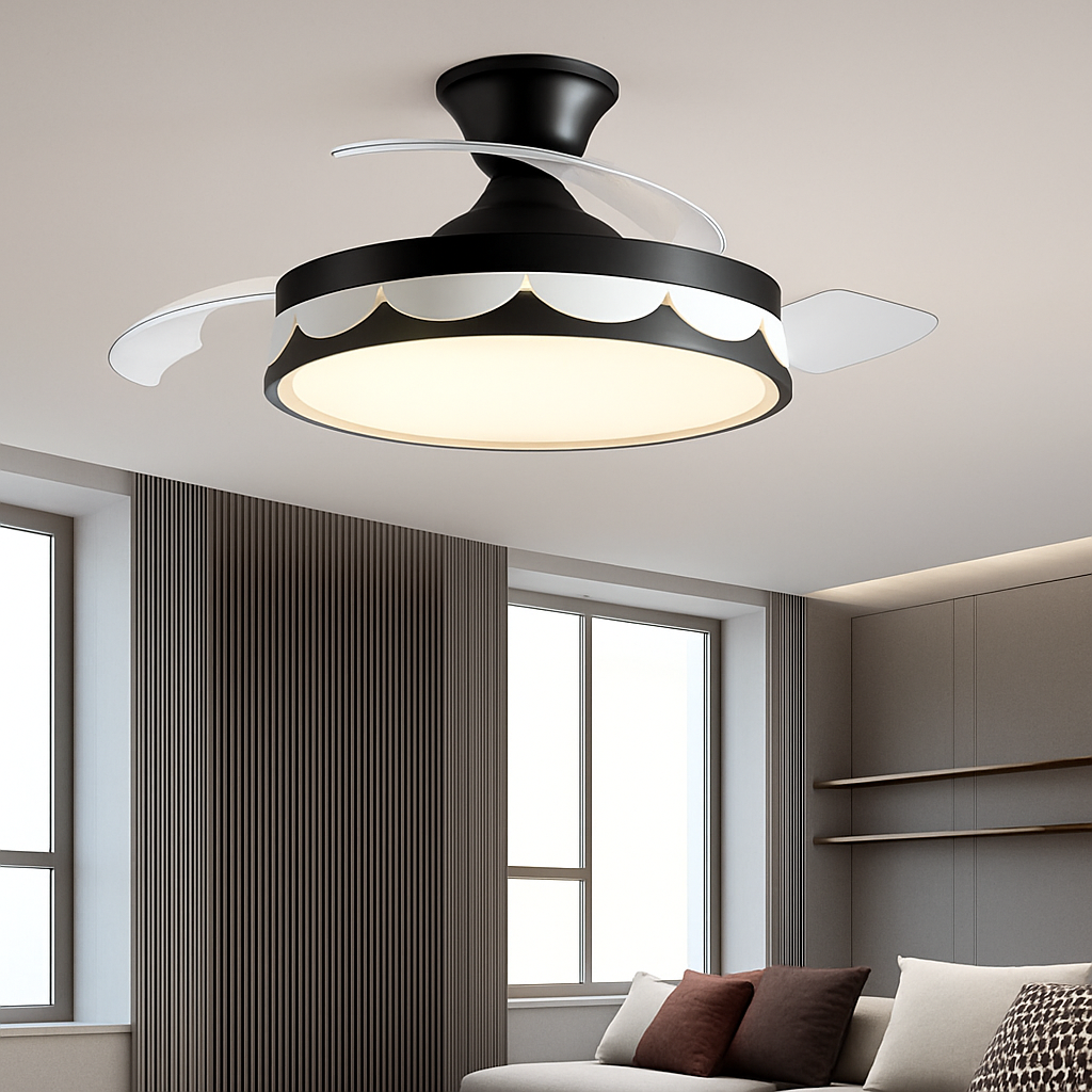 ventilateurs de plafond modernes avec éclairage télécommande design élégant - vue 5 sur 12