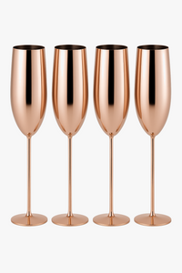 Verre champagne acier inoxydable texturé style bar fête