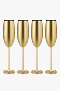 Verre champagne acier inoxydable texturé style coupe fête